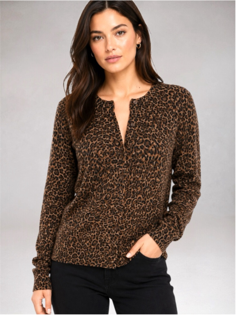 GAP Women’s Leopard Print Button-Front Cardigan Sweater – Size Small T - Picture 1 of 12